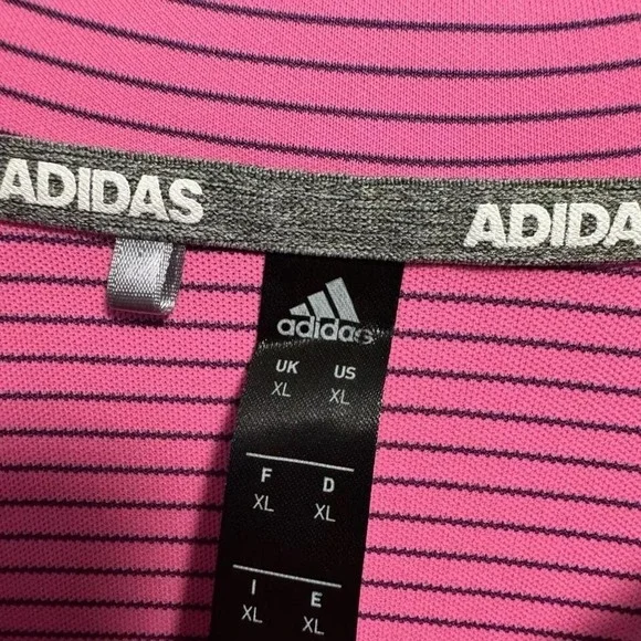 ADIDAS Golf‎ Polo Shirt Mens XL Pink Black Stripe Performance Athletic Fit - Picture 3 of 3